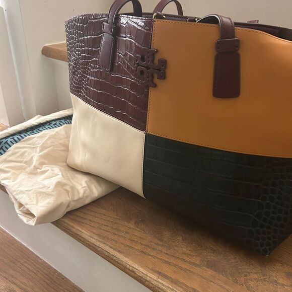 Tory Burch McGraw Embossed Color-Block Tote Bag - Picture 8 of 10